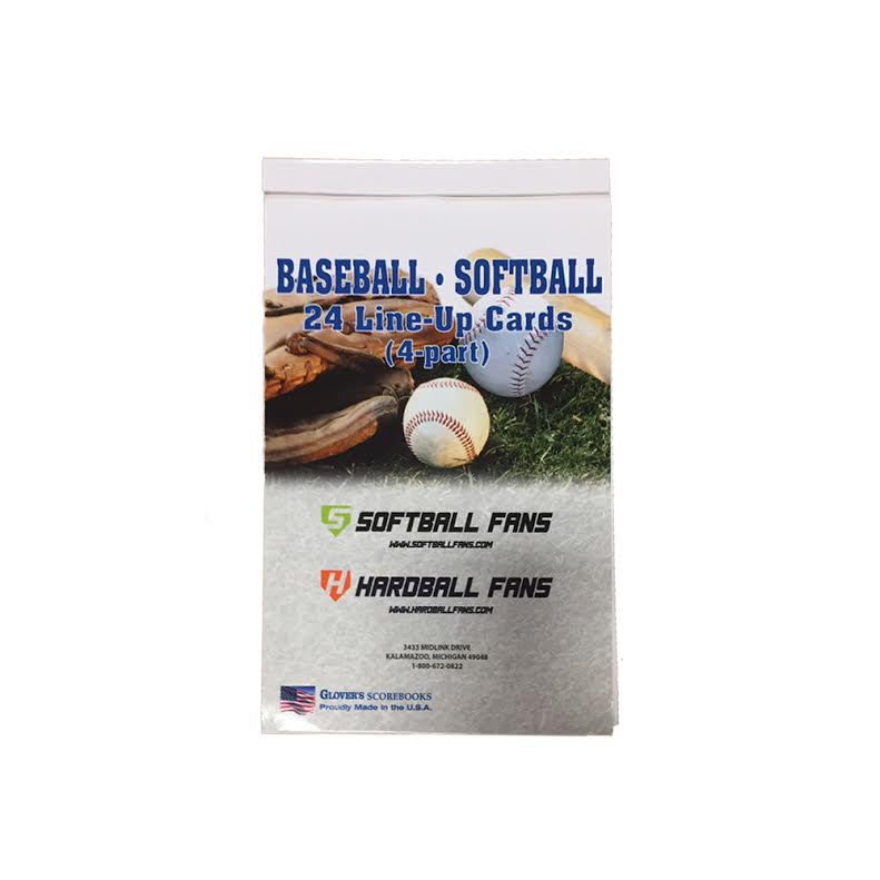 Glovers Stock Line Up Cards 24 B/&S-22 Baseball /& Softball Line-Up Cards